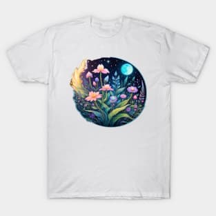 Mschiffer's Bioluminescent Wonder: Exquisite Nighttime Illustration (405) T-Shirt